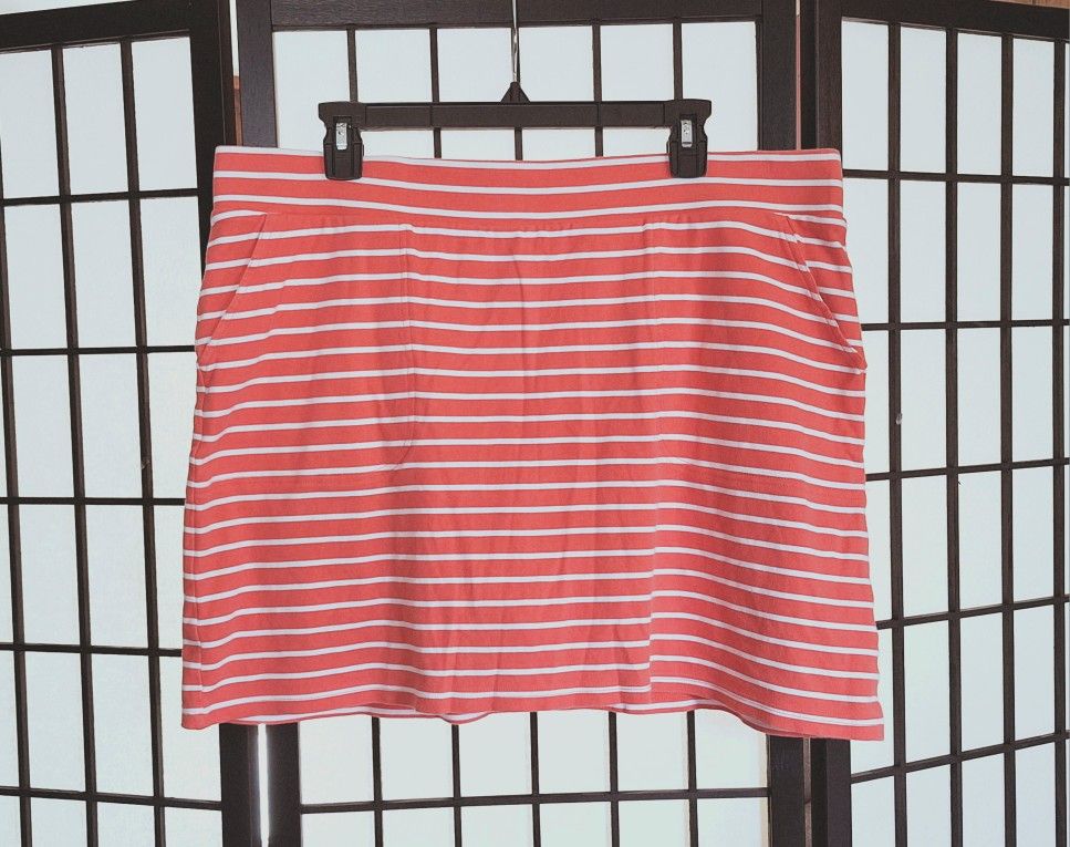 'Croft & Barrow" Cotton skort / skirt coral /red & white stripes, Sz. XXL