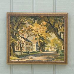 Antique Framed Wall Art Rockport Street Scene On Board By Hungarian American Artist Theodore Kautzky 1(contact info removed)