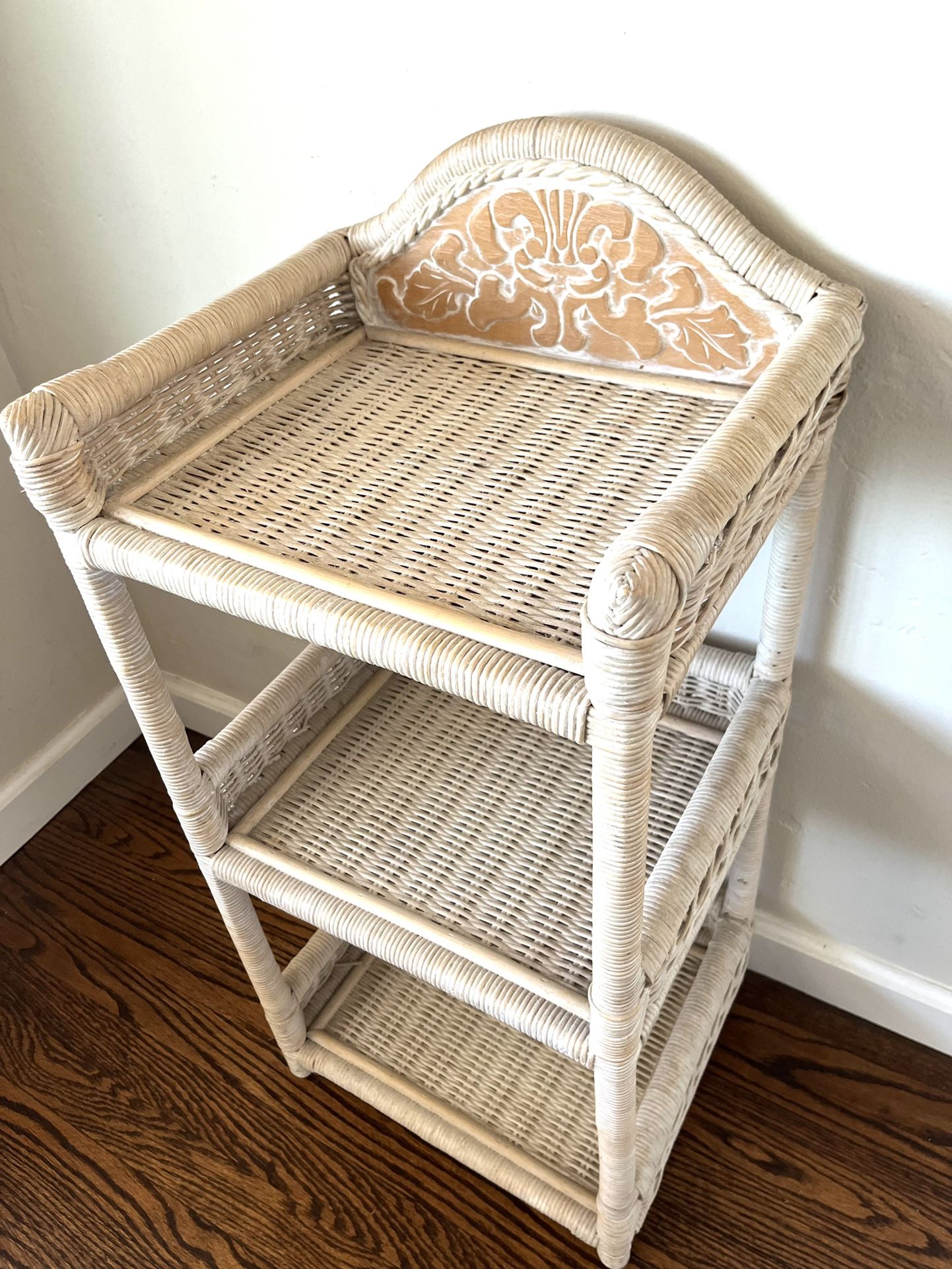 Wicker Shelf, End Table, Plant Stand, Nightstand, Side Table, Rattan, Pier One, Boho, Modern Farmhouse