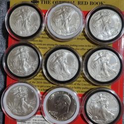 Lot Of  9  Silver   Coins  For  Sale   8  American Eagle  FINE Silver  Coins  + One  From  1976  Eisenhower   Bicentennial  Coin  Pick Up Only 