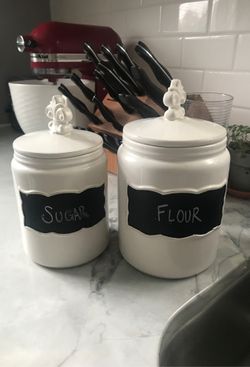Large farmhouse flour and sugar jars
