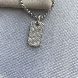 David Yurman 22-inch white dog tag necklace
