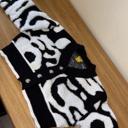 Black And White Marble Cropped Sweater 