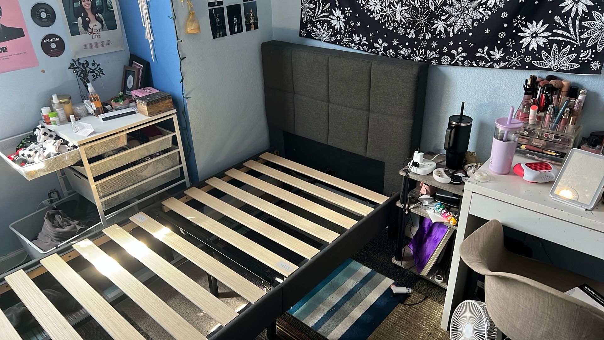 grey bed frame