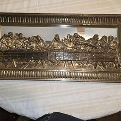 Vintage "The Last Supper" 3D with a mirror surface and plastic frame is a  20th-century decoration. Easter, Mom, Dad, present,  kitchen,  house, apart