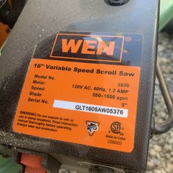 Wen 16” Variable Speed Scroll Saw