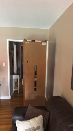 Wood display case with glass