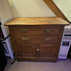 Antique Solid Wood Sideboard / Buffet – Original Hardware