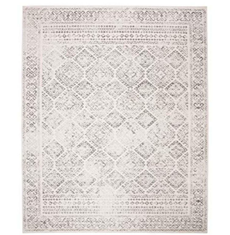 SAFAVIEH Tulum Collection TUL264A Moroccan Boho Distressed Area Rug, 12' x 18', Ivory / Grey

