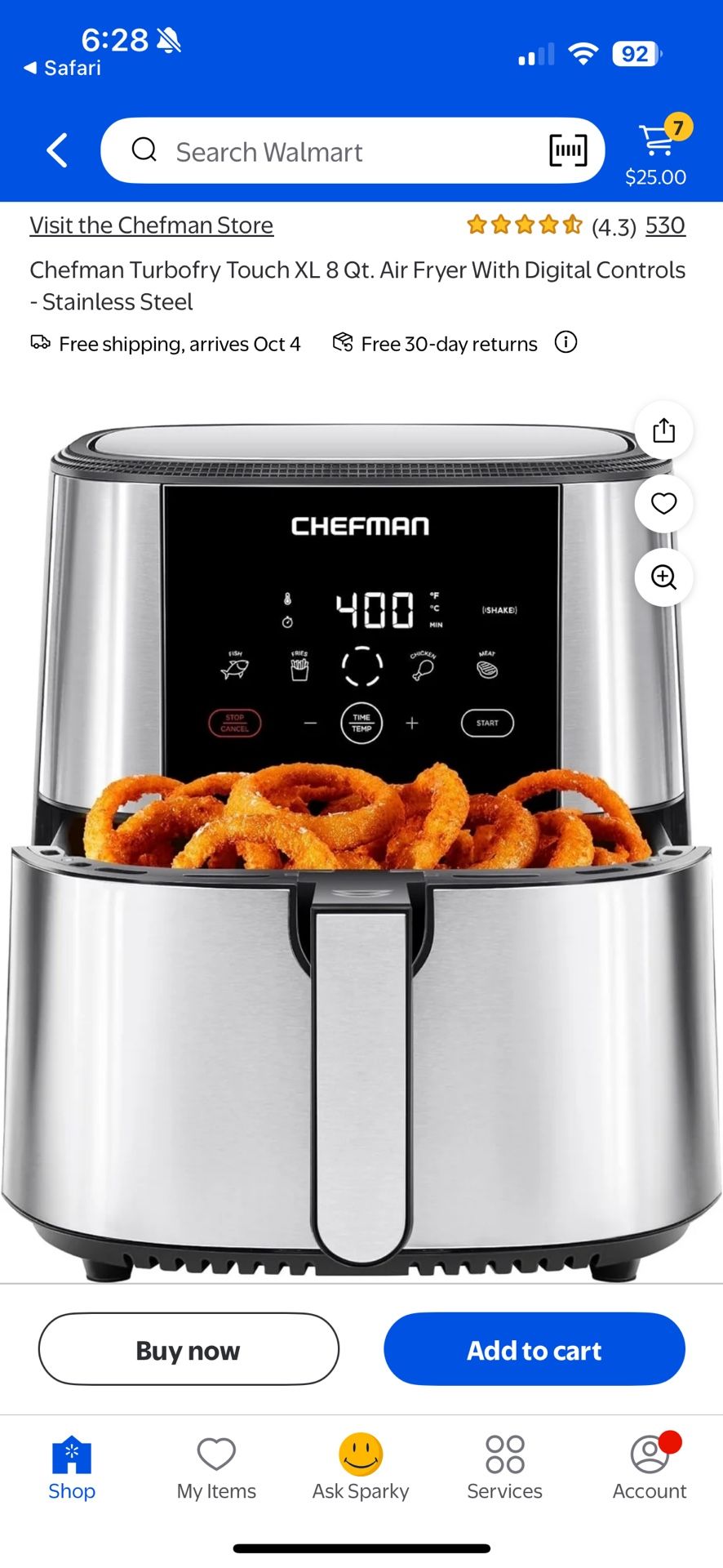 Chefman Turbofry Touch XL 8 Qt. Air Fryer With Digital Controls Stainless  Steel