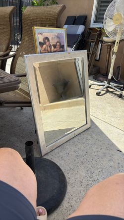 Solid Oak Framed Beveled Mirror 