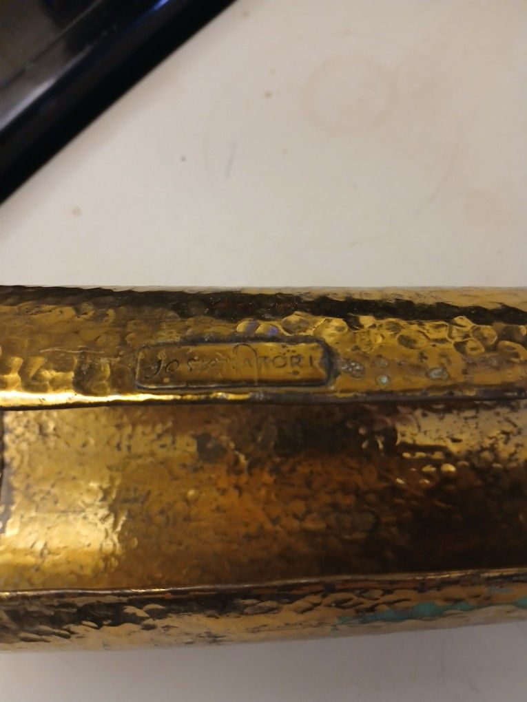 Josie Natori Signature Logo Goldtone Oversized Hammered Metal Cuff