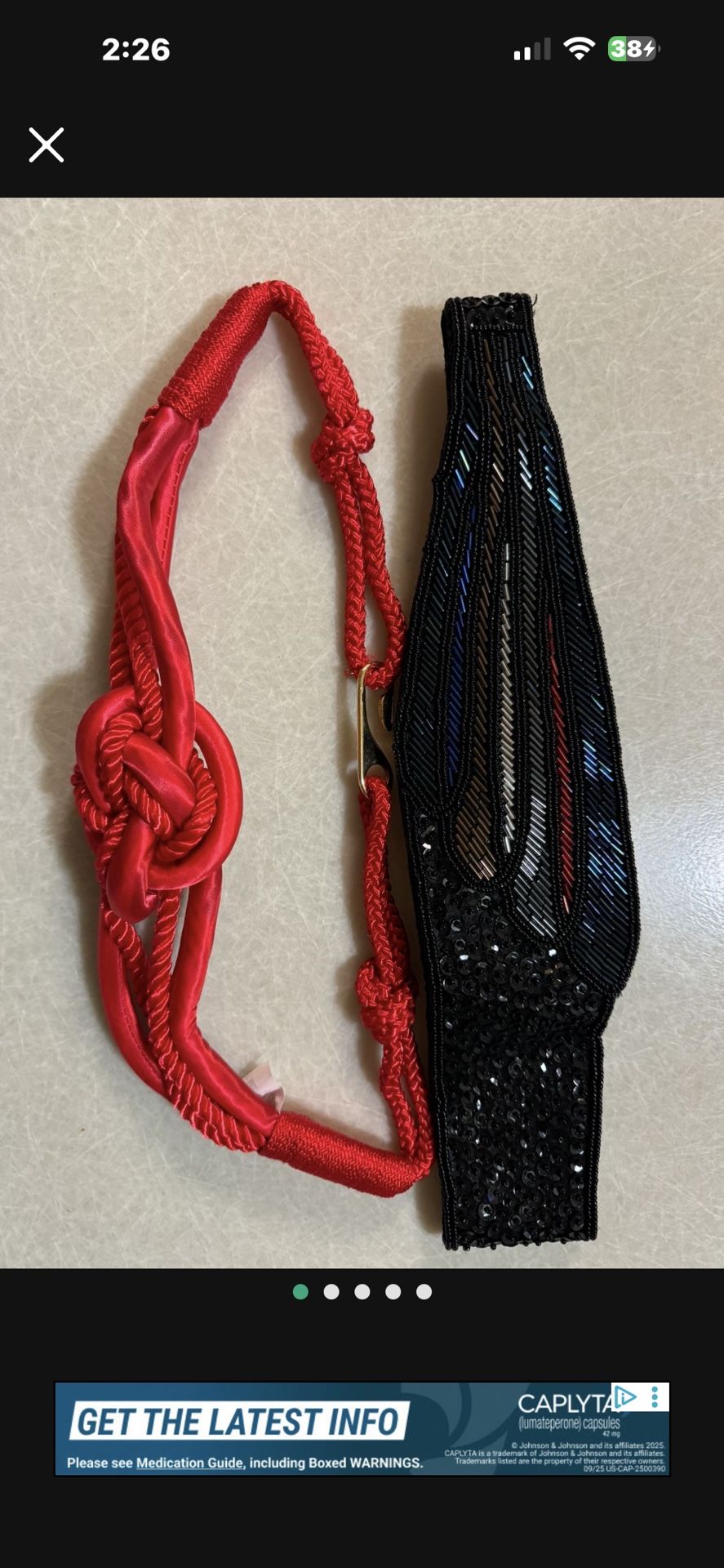 CA. 2 VINTAGE SMALL BELTS. SEE POST FOR SIZE. BOTH FOR $18.00. 