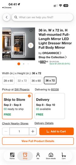 36 in. W x 72 in. H Wall-mounted Full-Length Mirror LED Light Dresser Mirror Full Body Mirror