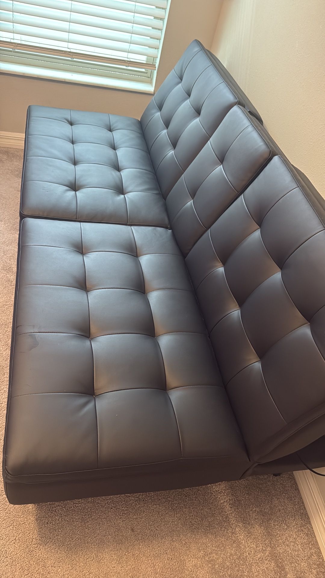 Futon Sofa Bed Faux Leather Couch Modern Convertible Folding Recliner