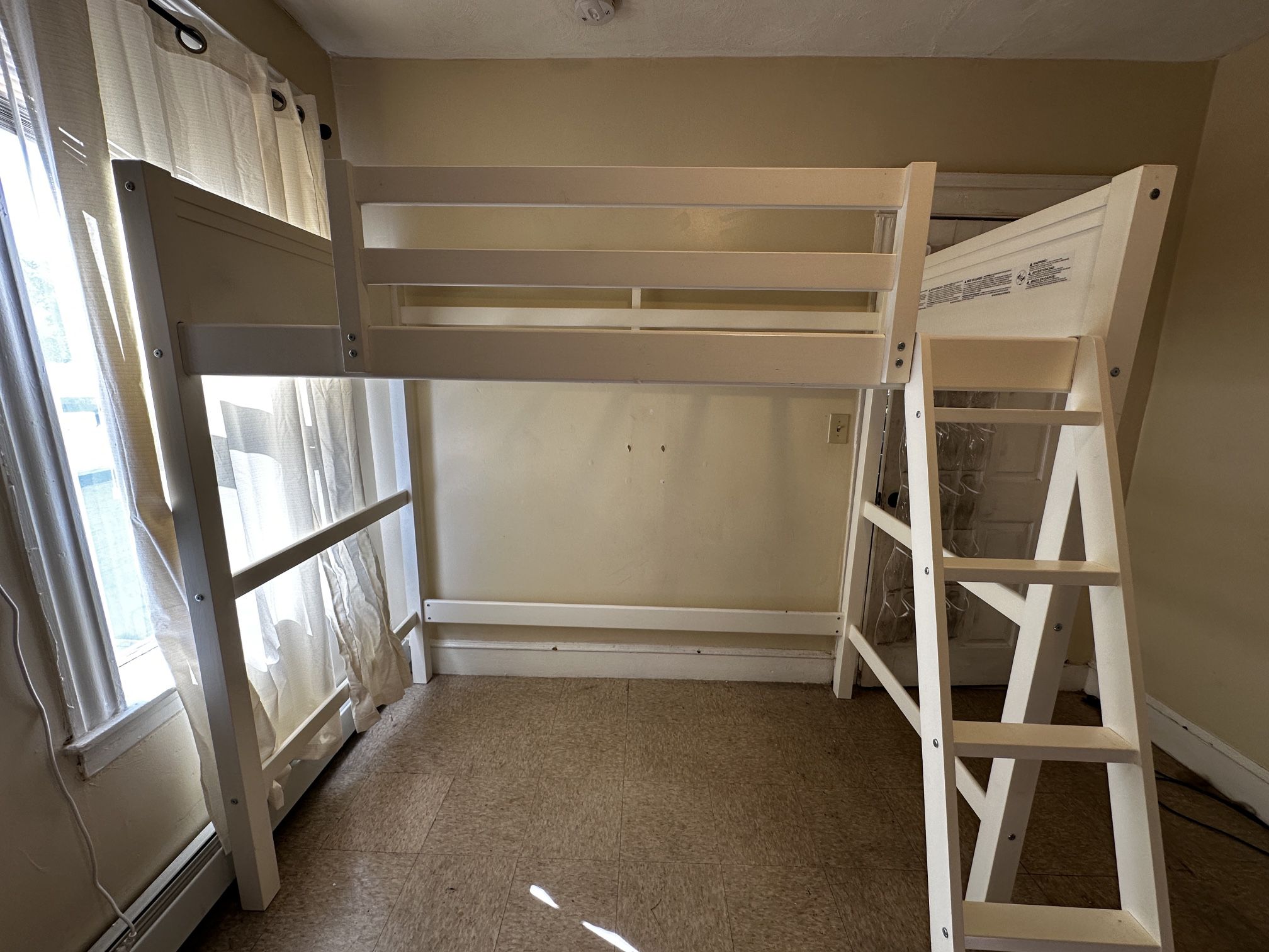 White Twin Loft Bed With Ladder