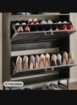 Double drawer ,Freestanding flip shoe cabinet, Slim fit wooden storage cabinet with hidden shelves Organizador De Zapatos