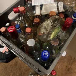 Assorted glass bottles