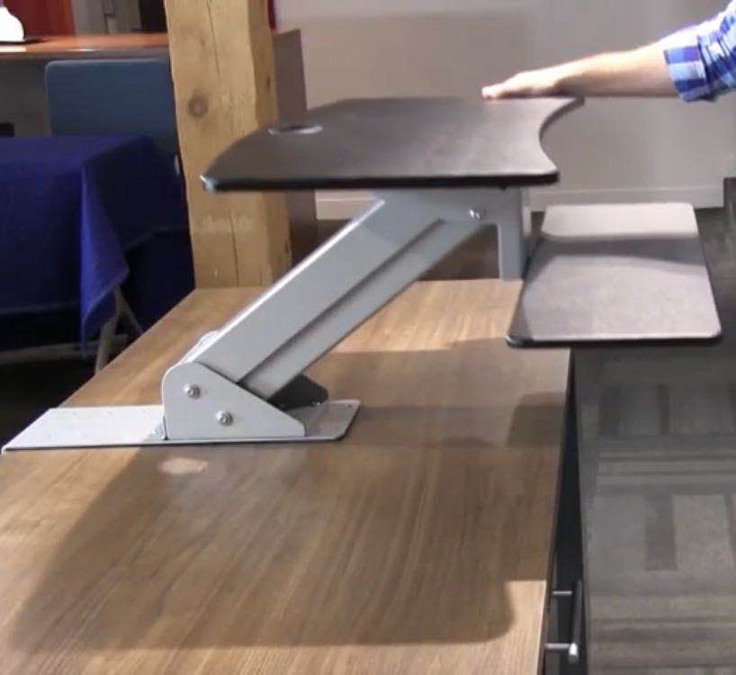 New in box HON Model HS1100 Desk Top Riser Work Adjustable Height Sit to Stand Desktop Mounted Works Between 20” to 30” Depth NOT INCLUDE DESK