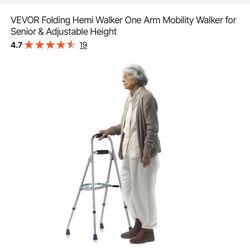 Free - VEVOR Folding Hemi Walker One Arm Mobility Walker for Senior & Adjustable Height