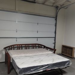 Wood Pop Up Daybed With 1 New Mattress And 1 Used Mattress