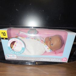 Baby's First Classic Softina Baby Doll Dark Complexion Brown Eyes Soft Body 1+