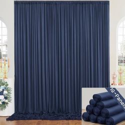 50ftx12ft Navy Blue Curtains Backdrop for Parties Wedding,Wrinkle Free Flowy Polyester Fabric Backdrop Drapes,10 Panels 5ft Wide Photo Back Drop Cloth