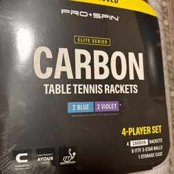 Pro spin CARBON FIBER PING PONG PADDLES - 4-PLAYER COMPETITION SET