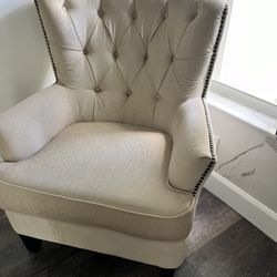 Modern Cream Cushion Chair wingback