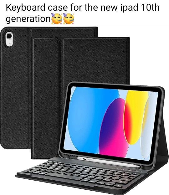 COO Keyboard Case Compatible with ipad 10th, Generation 2022, Wireless Detachable Keyboard with Premium Protective Cover with Pencil Holder for Apple