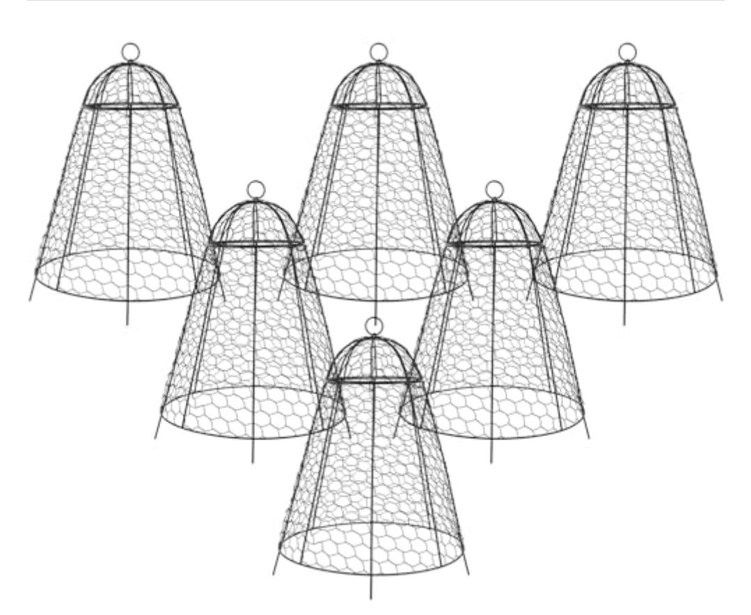 6 Packs Garden Cloches for Plants, 20" H x 13" D Plant Protectors from Animals, Metal Plant Cages for Outdoor Plants, Chicken Wire Cloche for