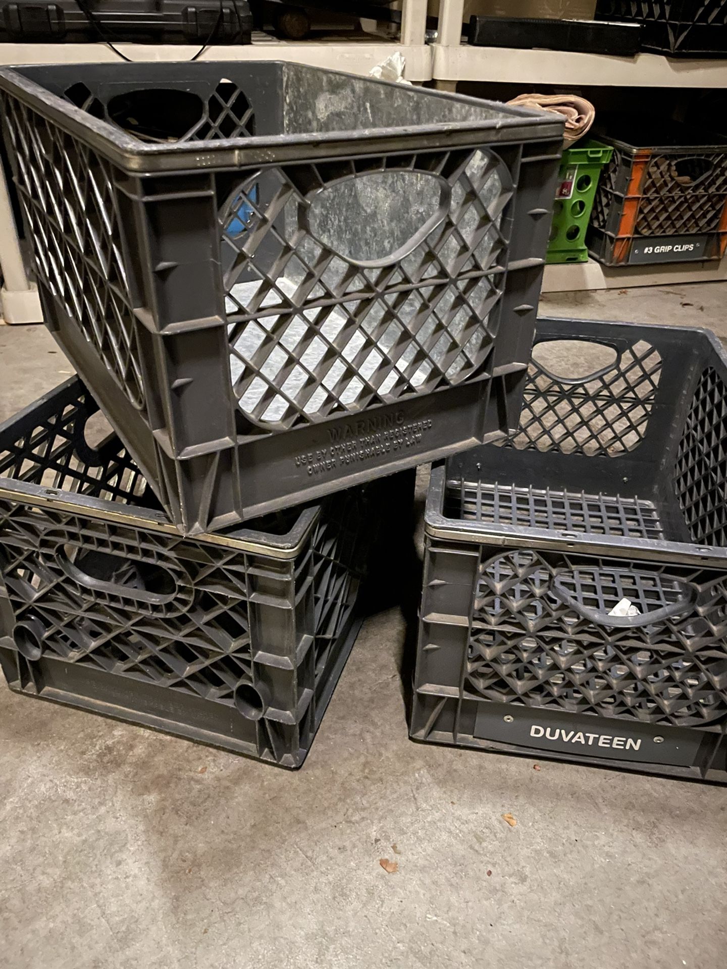 Milk Crates Plastic With Metal Band- Gray