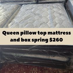 Queen Pillow Top Mattress And Box Spring And 