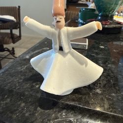 Handmade Turkish Whirling Dervish Figurine JOTI Sufi Statue White Robe