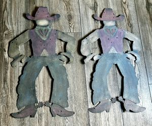 Metal Cowboy Decor Set If Two