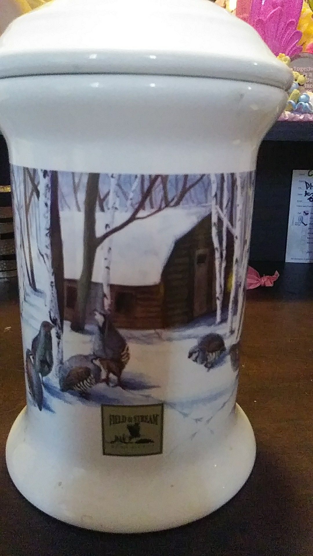 designpac inc jar field and stream porcelain quail winter jar