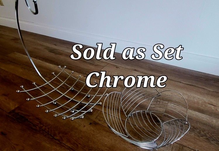 Fruit Hang And Chrome Wire Basket , Sold As Set