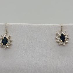 14k Sapphire and diamond earings,