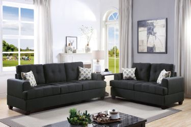 Brand new ash black linen sofa + loveseat 2PCs set