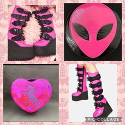 Appetite For Destruction Platform Boots In Pink size 6