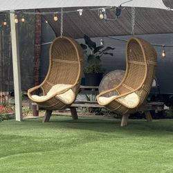 Hanging Chair, Beige + Light Brown