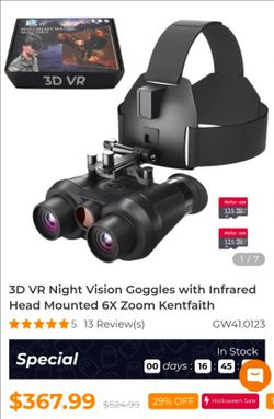 3D VR Head-Mounted Night Vision Goggles 6X Zoom