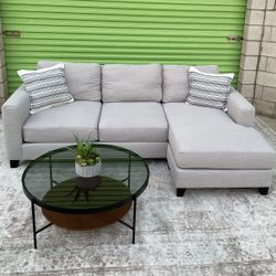 Gray Sectional Couch Sofa Reversible Chaise