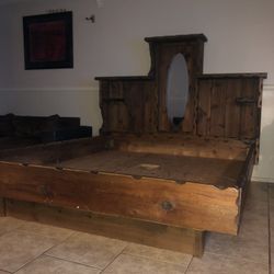 Knotty pine cheap king bed frame
