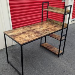 Desk with Attached Shelves (Sit-Stand Attach. Opt.)