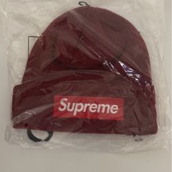 Supreme New Era Box Logo Beanie In Cardinal Colorway