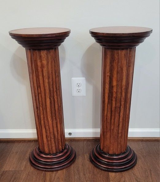 Vintage Wooden Pedestal Column (Set of 2)
