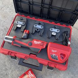 Milwaukee M12 12-Volt Lithium-Ion Force Logic Cordless ProPress Pro Press Tool Kit 3x Jaws w/ 1x 1.5 Ah Battery Charger & Packout  $1399