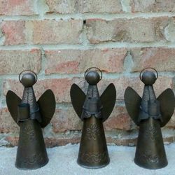 Vintage Tin Angel Candlestick Holders 