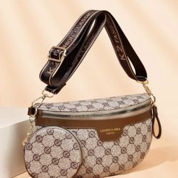 New Wrist Geometric Pattern Waist Bag With Coin Purse , Women Bag With Dime Bag